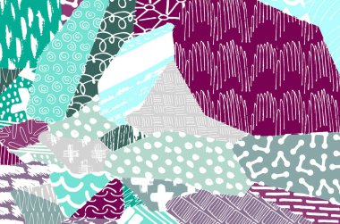 Soyut siyah konturlar, el vektör desen çizdi. Geometrik tarzı Retro soyut desen. Soyut çok renkli geometrik desen.