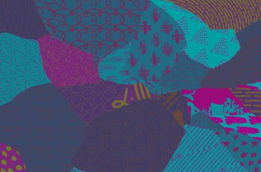 Soyut siyah konturlar, el vektör desen çizdi. Geometrik tarzı Retro soyut desen. Soyut çok renkli geometrik desen.