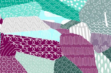 Soyut siyah konturlar, el vektör desen çizdi. Geometrik tarzı Retro soyut desen. Soyut çok renkli geometrik desen.