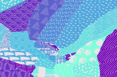 Soyut siyah konturlar, el vektör desen çizdi. Geometrik tarzı Retro soyut desen. Soyut çok renkli geometrik desen.