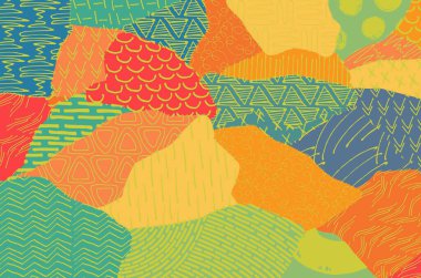 Soyut siyah konturlar, el vektör desen çizdi. Geometrik tarzı Retro soyut desen. Soyut çok renkli geometrik desen.