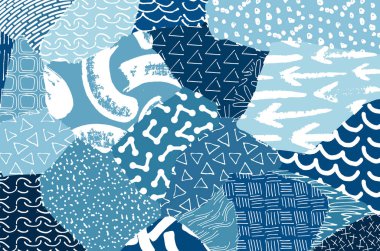 Soyut siyah konturlar, el vektör desen çizdi. Geometrik tarzı Retro soyut desen. Soyut çok renkli geometrik desen.