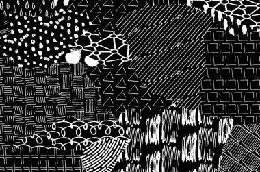 Soyut siyah konturlar, el vektör desen çizdi. Geometrik tarzı Retro soyut desen. Soyut çok renkli geometrik desen.