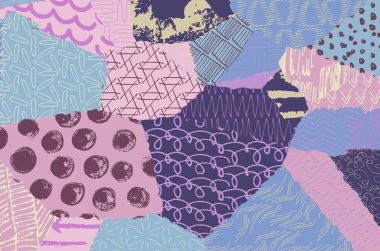 Soyut siyah konturlar, el vektör desen çizdi. Geometrik tarzı Retro soyut desen. Soyut çok renkli geometrik desen.