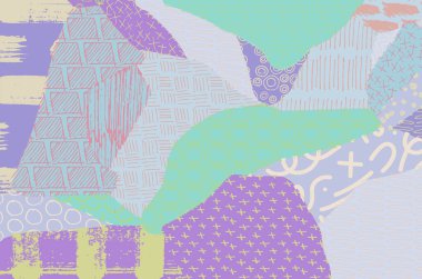 Soyut siyah konturlar, el vektör desen çizdi. Geometrik tarzı Retro soyut desen. Soyut çok renkli geometrik desen.