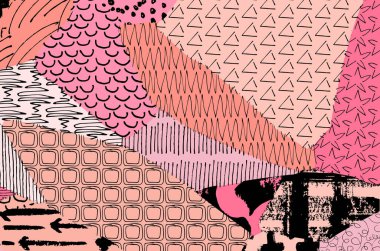 Soyut siyah konturlar, el vektör desen çizdi. Geometrik tarzı Retro soyut desen. Soyut çok renkli geometrik desen.