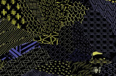 Soyut siyah konturlar, el vektör desen çizdi. Geometrik tarzı Retro soyut desen. Soyut çok renkli geometrik desen.