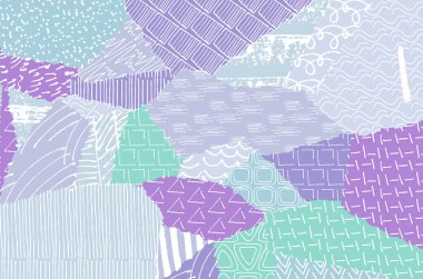 Soyut siyah konturlar, el vektör desen çizdi. Geometrik tarzı Retro soyut desen. Soyut çok renkli geometrik desen.