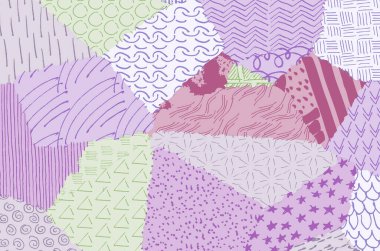 Soyut siyah konturlar, el vektör desen çizdi. Geometrik tarzı Retro soyut desen. Soyut çok renkli geometrik desen.