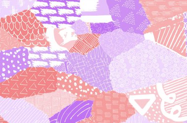 Soyut siyah konturlar, el vektör desen çizdi. Geometrik tarzı Retro soyut desen. Soyut çok renkli geometrik desen.