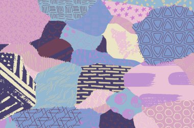 Soyut siyah konturlar, el vektör desen çizdi. Geometrik tarzı Retro soyut desen. Soyut çok renkli geometrik desen.