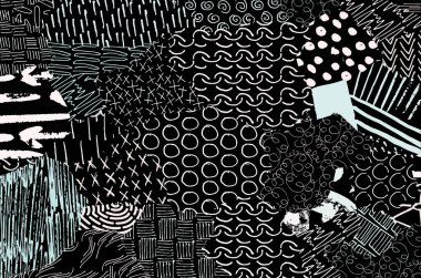 Soyut siyah konturlar, el vektör desen çizdi. Geometrik tarzı Retro soyut desen. Soyut çok renkli geometrik desen.