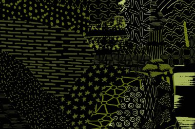 Soyut siyah konturlar, el vektör desen çizdi. Geometrik tarzı Retro soyut desen. Soyut çok renkli geometrik desen.