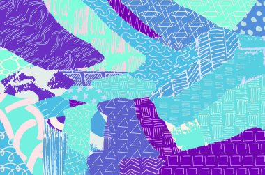 Soyut siyah konturlar, el vektör desen çizdi. Geometrik tarzı Retro soyut desen. Soyut çok renkli geometrik desen.