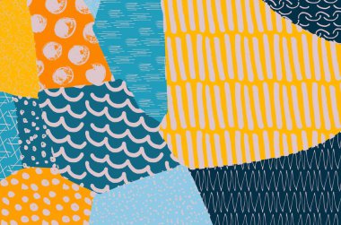 Soyut siyah konturlar, el vektör desen çizdi. Geometrik tarzı Retro soyut desen. Soyut çok renkli geometrik desen.