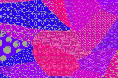 Soyut siyah konturlar, el vektör desen çizdi. Geometrik tarzı Retro soyut desen. Soyut çok renkli geometrik desen.