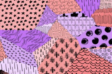 Soyut siyah konturlar, el vektör desen çizdi. Geometrik tarzı Retro soyut desen. Soyut çok renkli geometrik desen.