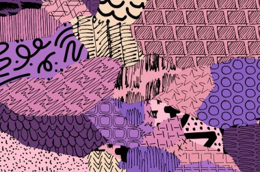 Soyut siyah konturlar, el vektör desen çizdi. Geometrik tarzı Retro soyut desen. Soyut çok renkli geometrik desen.