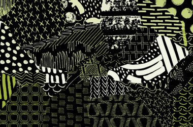 Soyut siyah konturlar, el vektör desen çizdi. Geometrik tarzı Retro soyut desen. Soyut çok renkli geometrik desen.