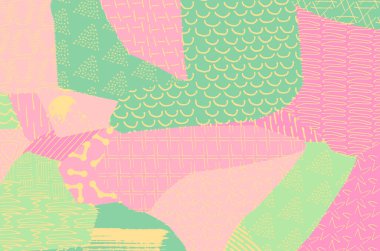 Soyut siyah konturlar, el vektör desen çizdi. Geometrik tarzı Retro soyut desen. Soyut çok renkli geometrik desen.