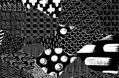 Soyut siyah konturlar, el vektör desen çizdi. Geometrik tarzı Retro soyut desen. Soyut çok renkli geometrik desen.