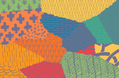 Soyut siyah konturlar, el vektör desen çizdi. Geometrik tarzı Retro soyut desen. Soyut çok renkli geometrik desen.