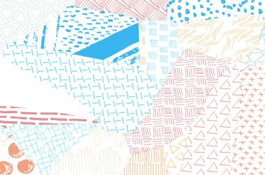 Soyut siyah konturlar, el vektör desen çizdi. Geometrik tarzı Retro soyut desen. Soyut çok renkli geometrik desen.