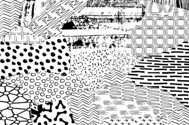 Soyut siyah konturlar, el vektör desen çizdi. Geometrik tarzı Retro soyut desen. Soyut çok renkli geometrik desen.