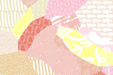 Soyut siyah konturlar, el vektör desen çizdi. Geometrik tarzı Retro soyut desen. Soyut çok renkli geometrik desen.