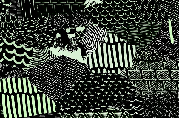 Pinceladas Negras Abstractas Patrón Vectorial Dibujado Mano Patrón Retro Abstracto — Archivo Imágenes Vectoriales