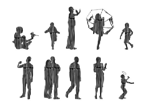 Vector Silhouettes Outline Silhouettes People Contour Drawing People Silhouette Icon — 스톡 벡터