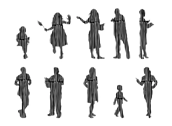 Vector Silhouettes Outline Silhouettes People Contour Drawing People Silhouette Icon — 스톡 벡터