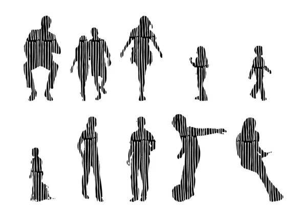 Vector Silhouettes Outline Silhouettes People Contour Drawing People Silhouette Icon — 스톡 벡터