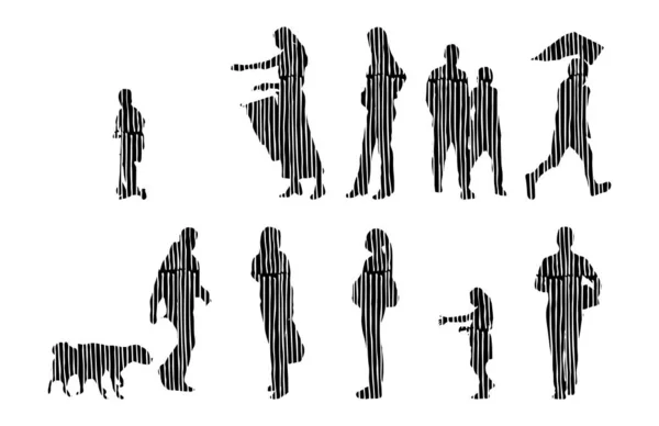 Vector Silhouettes Outline Silhouettes People Contour Drawing People Silhouette Icon — 스톡 벡터