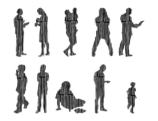 Vector Silhouettes Outline Silhouettes People Contour Drawing People Silhouette Icon — 스톡 벡터