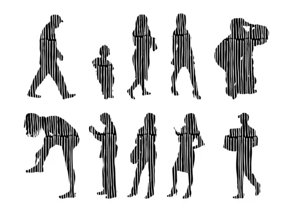 Vector Silhouettes Outline Silhouettes People Contour Drawing People Silhouette Icon — 스톡 벡터