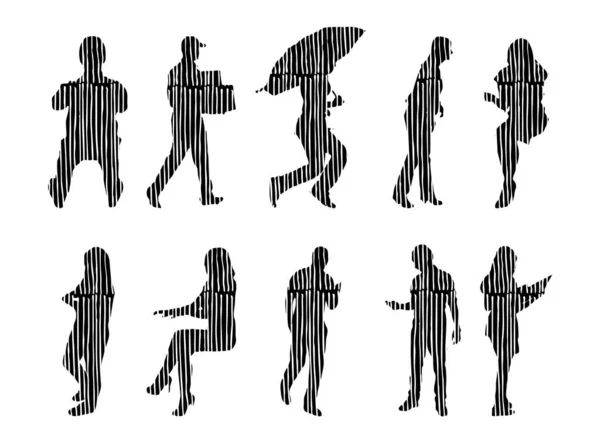 Vector Silhouettes Outline Silhouettes People Contour Drawing People Silhouette Icon — 스톡 벡터