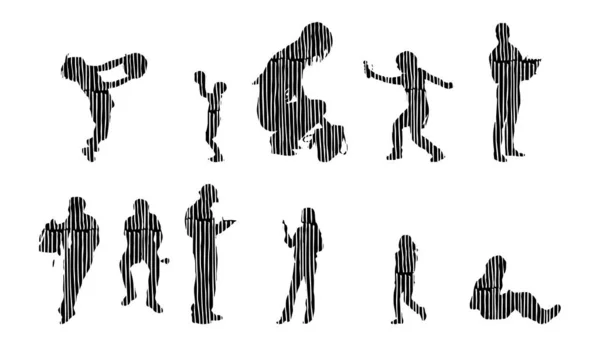 Vector Silhouettes Outline Silhouettes People Contour Drawing People Silhouette Icon — 스톡 벡터