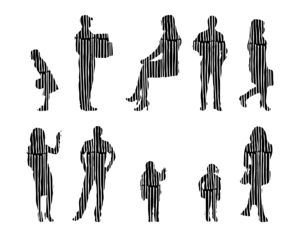 Vector Silhouettes Outline Silhouettes People Contour Drawing People Silhouette Icon — 스톡 벡터