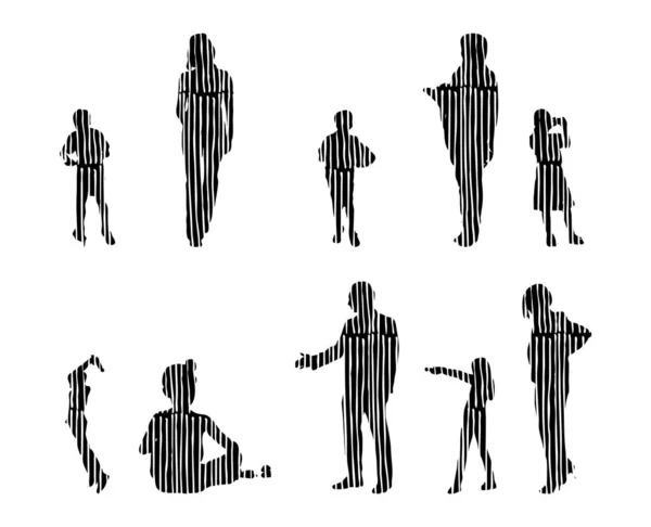 Silhouettes Vectorielles Silhouettes Esquissées Personnes Dessin Contour Silhouette Personnes Icône — Image vectorielle