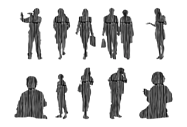 Vector Silhouettes Outline Silhouettes People Contour Drawing People Silhouette Icon — 스톡 벡터