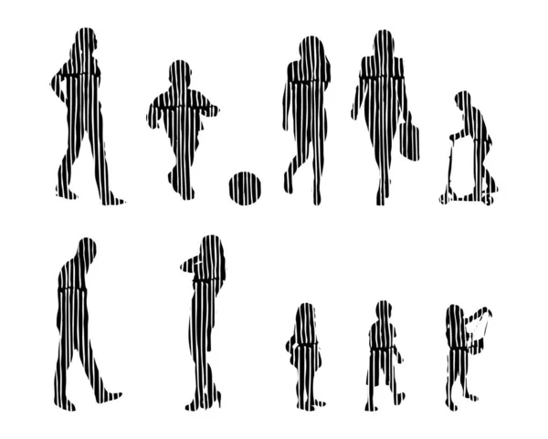 Vector Silhouettes Outline Silhouettes People Contour Drawing People Silhouette Icon — 스톡 벡터