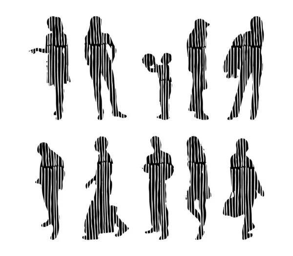 Vector Silhouettes Outline Silhouettes People Contour Drawing People Silhouette Icon — 스톡 벡터