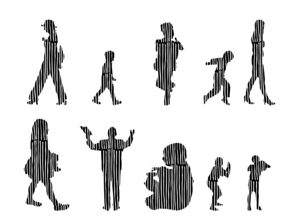 Vector Silhouettes Outline Silhouettes People Contour Drawing People Silhouette Icon — 스톡 벡터