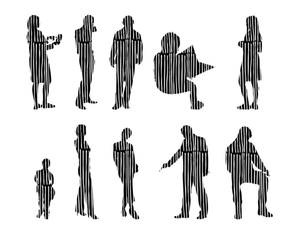 Vector Silhouettes Outline Silhouettes People Contour Drawing People Silhouette Icon — Stock Vector