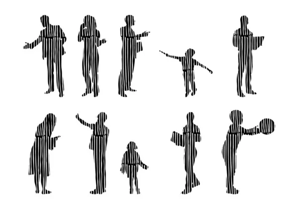 Vector Silhouettes Outline Silhouettes People Contour Drawing People Silhouette Icon — 스톡 벡터