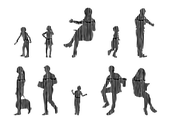 Vector Silhouettes Outline Silhouettes People Contour Drawing People Silhouette Icon — 스톡 벡터