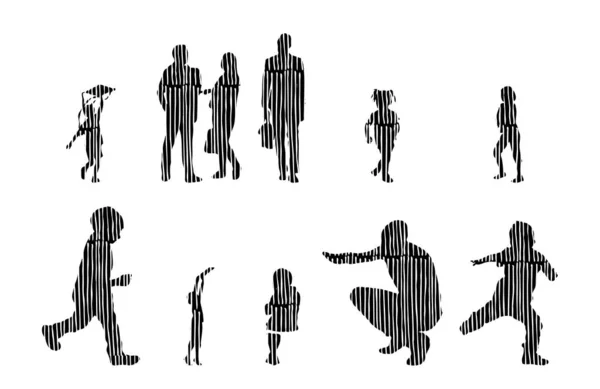 Vector Silhouettes Outline Silhouettes People Contour Drawing People Silhouette Icon — 스톡 벡터