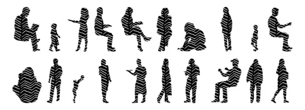 Vector Silhouettes Outline Silhouettes People Contour Drawing People Silhouette Icon — 스톡 벡터