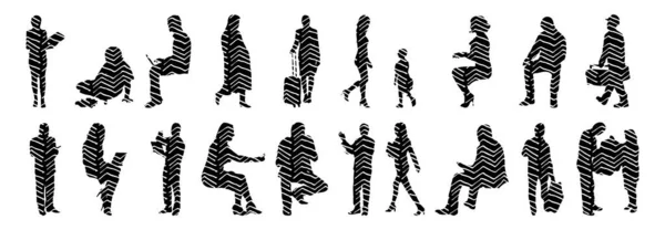 Vector Silhouettes Outline Silhouettes People Contour Drawing People Silhouette Icon — 스톡 벡터